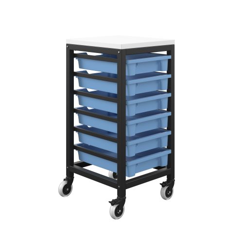 Titan 3 Draw Deep F2 Tray Royal Blue Mobile Storage Unit Black Frame White Top