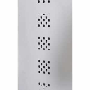 White metal locker side panel with vertical ventilation slots