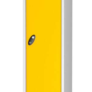 Yellow and silver Probe golf locker with single door and vents